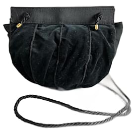 Gianni Versace Velvet Round Minaudiere Clutch Bag Black