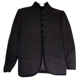 Emanuel Ungaro Kurzer Wollmantel mit Samtdetails Schwarz