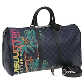 LOUIS VUITTON Borsa Boston Keepall Bandoulière 45 Damier Cobalt N50002 Auth 84480S