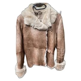 Chaqueta Ventcouvert de cuero de cordero beige