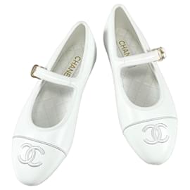 Chanel Mary Janes bailarinas de piel blanca