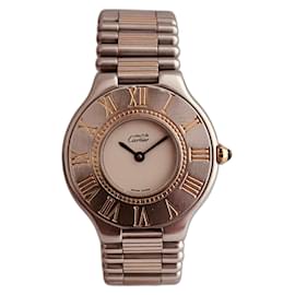 Cartier 21 Sport Uhr Stahl und vergoldet creme