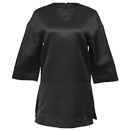 T-shirt nera in cotone con collo rotondo oversize Celine - Céline