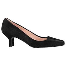 Stuart Weitzman x Russell & Bromley Pumps mit Perlenakzent aus schwarzem Leder