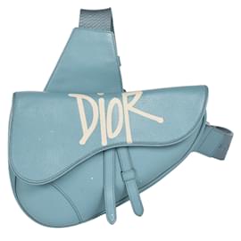 Bolsa Saddle Christian Dior em couro azul