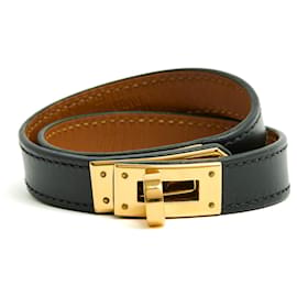 Hermès Kelly Double Tour 2 Black Gold Bracelet in box Hermes