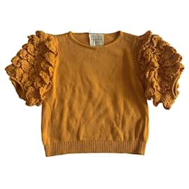 Stella PARDO Strickoberteil aus Baumwolle in Orange mit Puffärmeln - Autre Marque