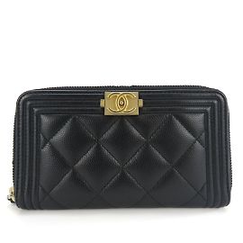 Monedero de cuero caviar negro Chanel