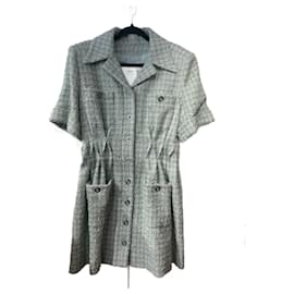 Chanel Tweedkleid in Grün mit Glitzer