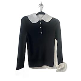 Chanel weißer Baumwollpullover mit Kamelienknöpfen