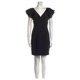 Marchesa Mini-Kleid aus schwarzem Seidencrepe und Organza
