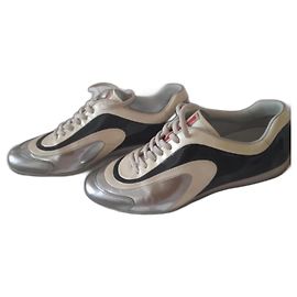 Prada America's Cup Sneaker Schwarz Silber Beige
