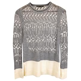 Maglione in lana grigia con bordo in rete a motivo pied-de-poule di Alexander Wang