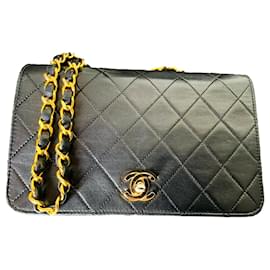 Chanel Mademoiselle Mini Bolsa Preta de Couro