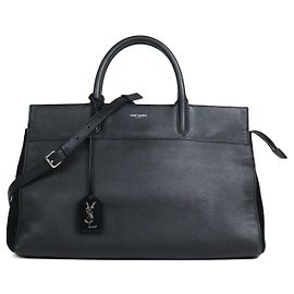 SAINT LAURENT - Borsa Saint Laurent Rive Gauche in pelle nera e camoscio