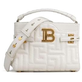 BALMAIN - Borsa a spalla Balmain B-Buzz 22 in pelle liscia bianca