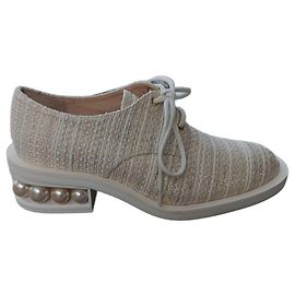 Derby Nicholas Kirkwood in Tweed Multicolore Beige Oro