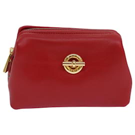 Céline Pochette in pelle rossa dorata Auth bs16782