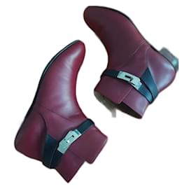 Hermès Neo Stiefeletten aus Leder schwarz rot