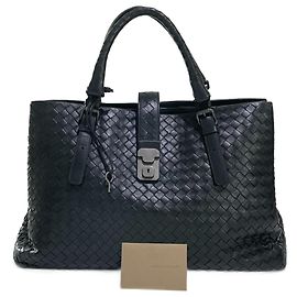 Bottega Veneta Borsa Roma Intrecciato Nappa Media Nera