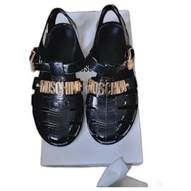 Sandali Moschino Neri e Oro