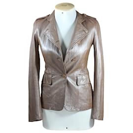 Theory Lederjacke Doppelreihig Bronze