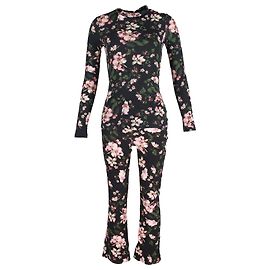 Erdem Kelly Rollkragenoberteil und Vina cropped Gürtel Schlagjeans aus floral bedruckter Baumwolle