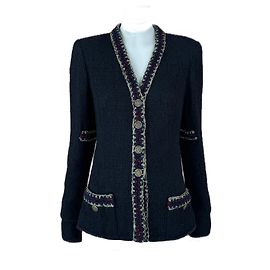 Chanel Ikonische schwarze Tweedjacke aus Paris / Shanghai