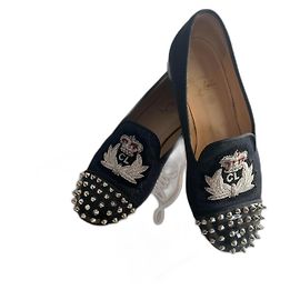 Christian Louboutin Denim Loafers Blau mit Nieten
