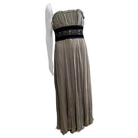 Marchesa Trägerloses Seiden- und Samtkleid für Göttinnen