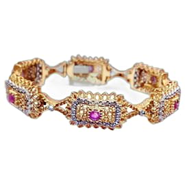Autre Marque Bracciale in oro 18k + rubino e diamanti vintage