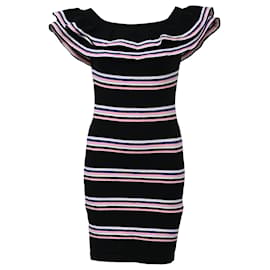 Abito a righe multicolore con volant MSGM Mini Friday Off-Shoulder in cotone - Msgm