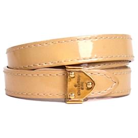 LOUIS VUITTON - Bracciale triplo giro Louis Vuitton in pelle beige (T17)