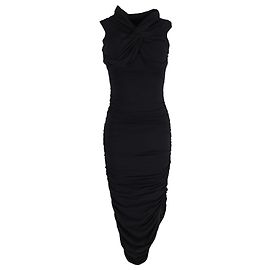 Vestido midi drapeado Khaite Spence em algodão preto