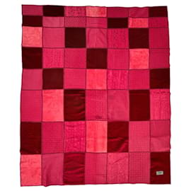 Fendi Patchwork Decke rot Wildleder Seide und Wolle