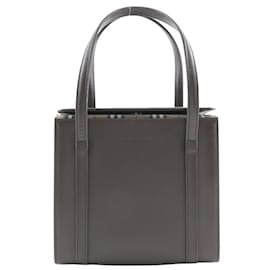 Borsa a mano Burberry Box in pelle di vitello marrone