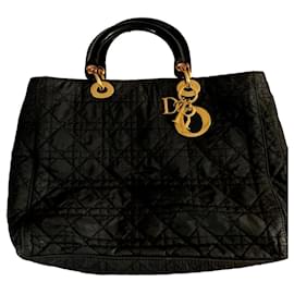 Borsa a mano Lady Dior Dior in tela cannage nera