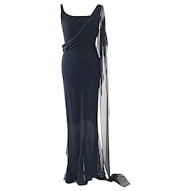 Abito drappeggiato in chiffon di seta nera di Chanel - 2002 Karl Lagerfeld / Collezione Crociera