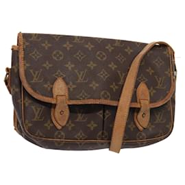 LOUIS VUITTON Monogram Gibeciere MM Bolsa de Hombro M42247 LV Auth ar12433