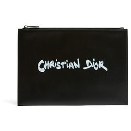 Clutch de Cuero Negro Pochette Dior Daily Script de Christian Dior