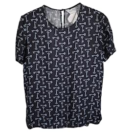 T-shirt stampata Max Mara Golf Key in seta blu navy