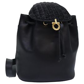 Zaino in pelle nera e oro autentico Salvatore Ferragamo 86612