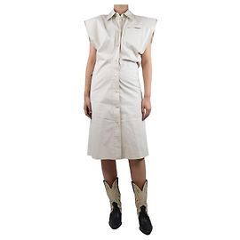 Bottega Veneta Vestido de camisa sin mangas en marfil, largo hasta la rodilla - talla UK 10