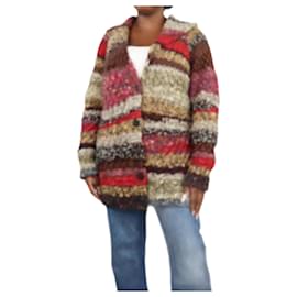 Bunter, grober Wollmischung-Cardigan mit Gürtel - Größe UK 12 - Dior