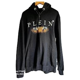 Philipp Plein Hoodie Schwarz Tigeraugen Baumwolle L