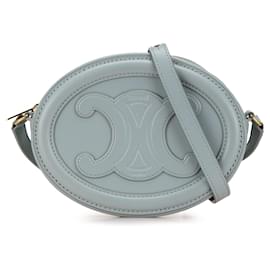 Celine Blu Piccolo Crossbody in Pelle di Vitello Triomphe Ovale - Céline