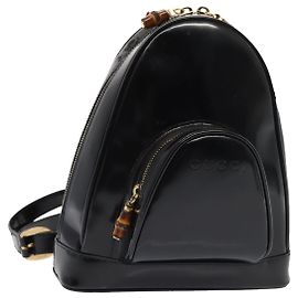 Borsa a corpo GUCCI Bamboo Pelle lucida Nera Oro 003 3444 0127 Autenticato 87287