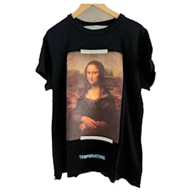 T-shirt Off White Monalisa nera in cotone oversize