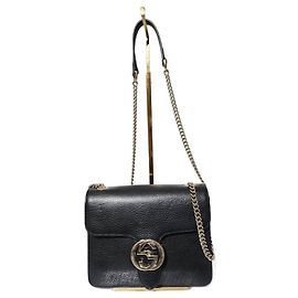 Borsa a spalla in pelle di vitello nera Interlocking G di GUCCI