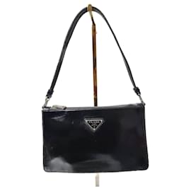 PRADA Mini Borsa a Spalla in Pelle Verniciata Nera